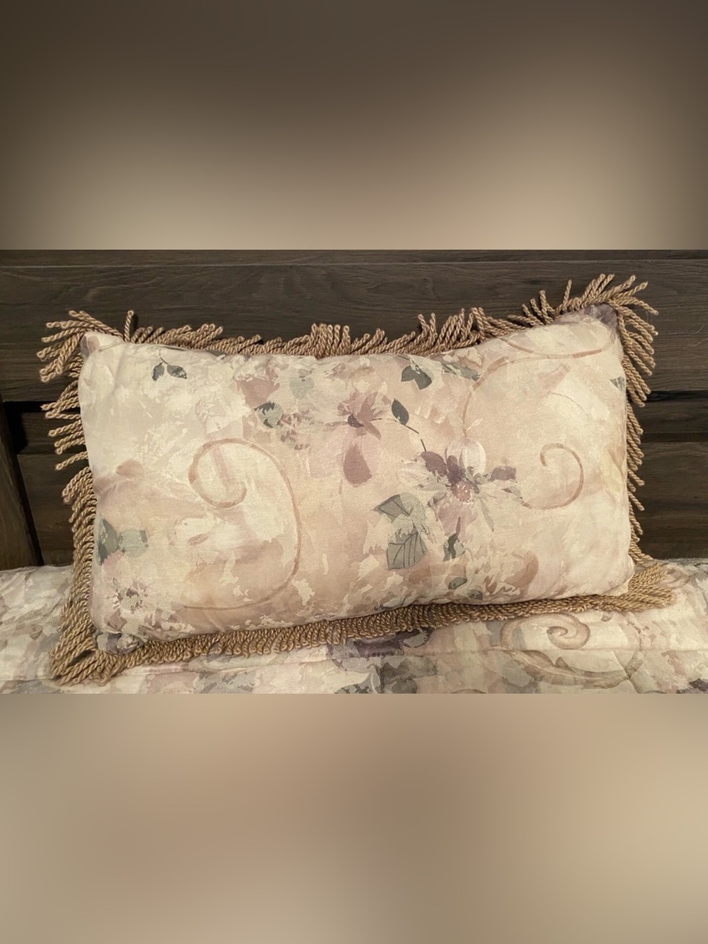 Croscill Discontinued Chambord Cassis 22” Fringe Throw Pillow  Amethyst Floral